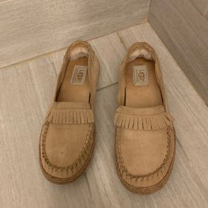 UGG Marrah Moccasins Leather Slippers Suede Shoes Rubber Indoor Outdoor Slip Ons